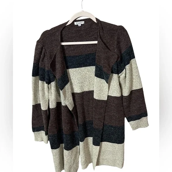 Baciano Brown Multicolor Long-Line Open Cardigan Size Small - Picture 1 of 7
